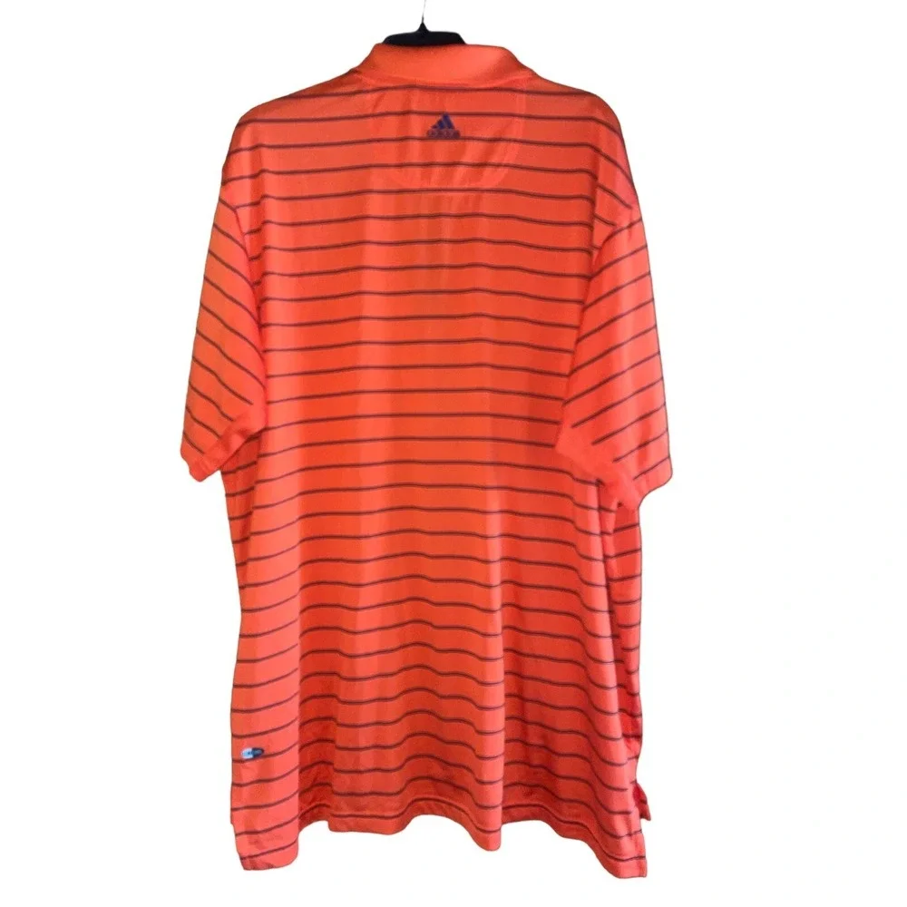 Adidas Climacool Mens Striped Polo Shirt‎ XL Orange Black Golf Casual Active